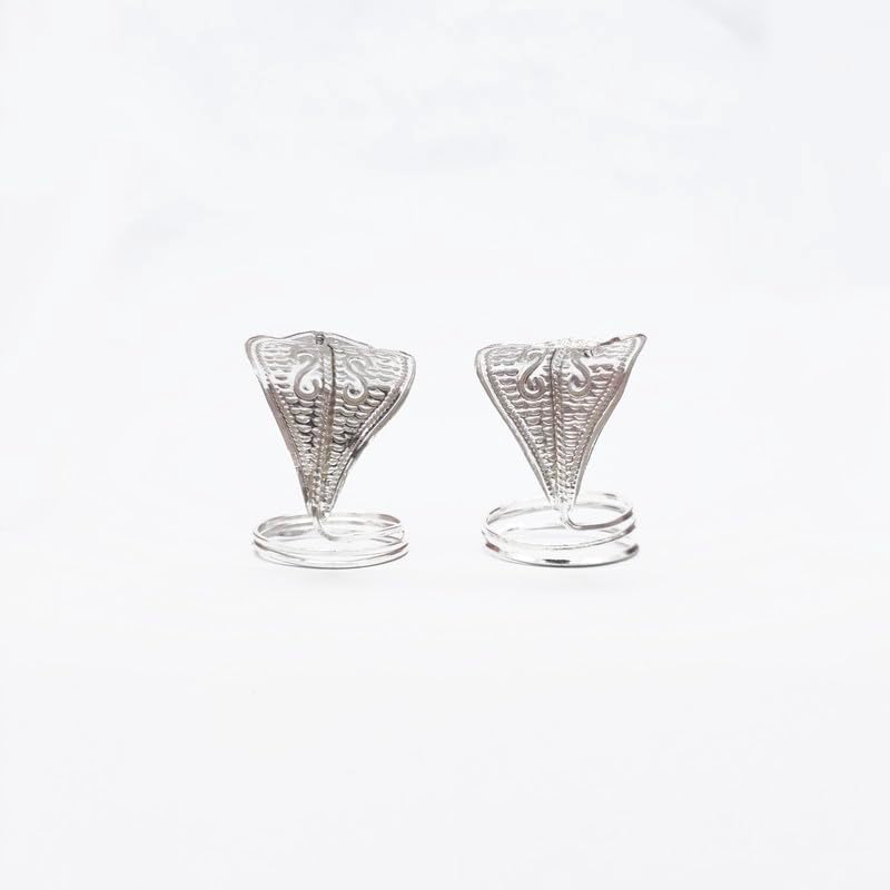 Real Silver Naag Naagin shivratri Shiva Pooja & Meditation Snakes Pair Astrology Remedy (Size : L-5cm * W-3cm * H-4cm | Weight : 13 to 15gm Approxe)