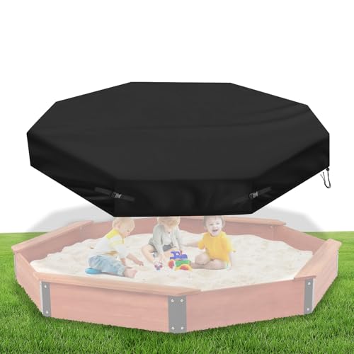 Fizentia Octagon Sandbox Cover,500D Waterproof Large Sandboxe Cover,Oxford Fabric Outdoor Sand Box Cover Protect Sandbox and Toys with Buckles and Drawstring-84 x78 x9 in