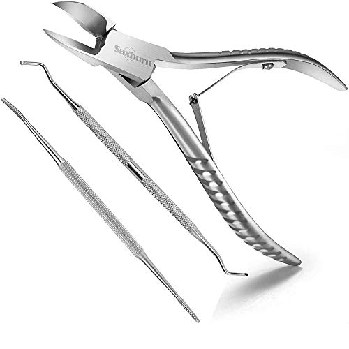 Toenail Clippers, Saxhorn Nail Clippers for Thick and Ingrown Toe Nail  Heavy Duty Nail Nipper and Cuticle Clippers  Stainless Steel