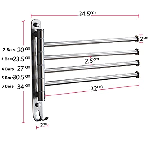 Barres de serviette pivotant aluminium support mural pliable