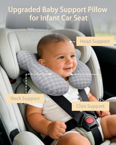 Image of KAKIBLIN Baby Travel Pillow, Upgraded Baby Neck Pillows for Car Seat, Infant Neck Support Pillow for Head and Neck,Newborn Head Support for Car Seat,Pushchair