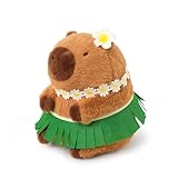Picture of Ditucu Cute Capybara Plush Wear Hawaiian Style Grass Skirt Capibara Stuffed Animal Plushies Toys Hugging Gifts for Kids Brown 11.8 inch