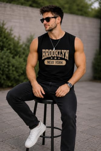 Image of JUGULAR Tank Tops Sleeveless T-Shirt for Men Gym Wear Vest Printed Stylish Round Neck Running for Sports Workout Fitness & Casual or Beach Wear