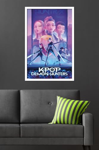 Image of Netflix KPop Demon Hunters (2025) - One Sheet Wall Poster, 34L inch x 22.4W inch, White Framed Version