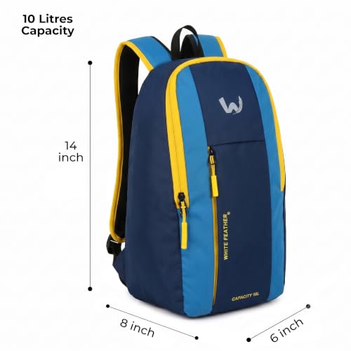 Image of White Feather Dinky Compact Backpack | 10L Lightweight Water Resistant Daypack for Gym Cycling Running Travel Daily Use | Small Casual Backpack for Men Women (Navy Blue Blue)