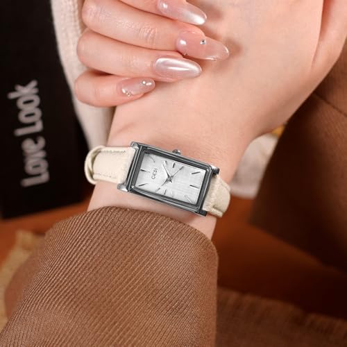 Image of Quartz Watch for Women, Lady Stylish Square Dress Watch with Leather Strap and Sapphire Crown