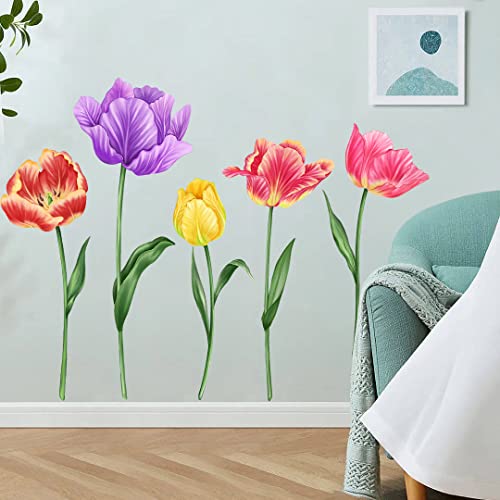 Vinilos decorativos tulipanes grandes para pared miniatura 6