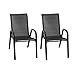 Wohaga® 2er Set Stapelstuhl 'New York', Textilenbespannung Schwarz, Stahlgestell pulverbeschichtet, stapelbar, Gartenstuhl