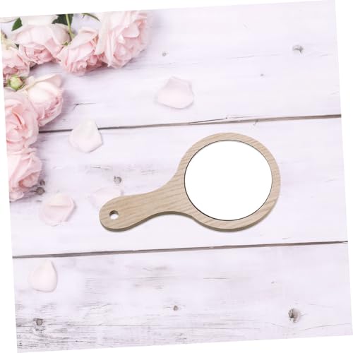 Espejo de maquillaje portátil de madera con mango NOLITOY 6pcs miniatura 4