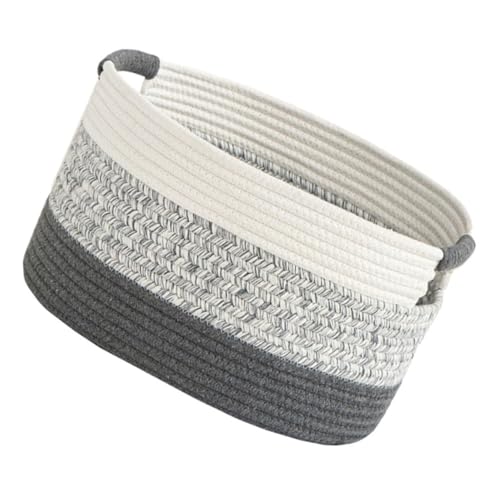 Panier tressé décoratif haut de gamme en coton avec poignées intégrées - 2