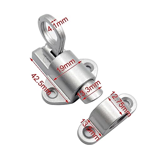 SyiXute 4 Pcs Door Spring Bolt,Aluminum Alloy Gate Latch Bounce Lock,Automatic Locking Door Latches,Door Locks with Screws for Shed Doors Gates and Outhouse Doors (Silver) - Image 3