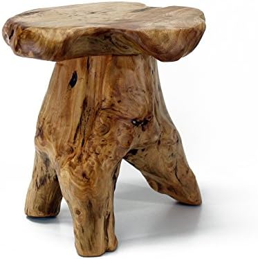 WELLAND Natural Cedar Stump Stool, 14" End Table, Live Edge Side ...