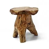 WELLAND Natural Cedar Stump Stool, 14' End Table, Live Edge Side Table, Plant Stand, Small Nightstand, Mushroom Stool for Living Room, Bedroom, Patio, Garden