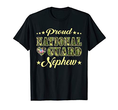 Proud National Guard Nephew Dog Tags Heart Military Family T-Shirt