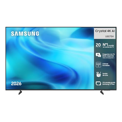 Samsung TV 65 Pulgadas Crystal 4K AI U8075H Smart TV con Vision AI Companion, Crystal Processor 4K, Dynamic Sound Pack TV Plus, Cine y Series