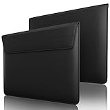 Kuzy 13 inch Laptop Sleeve Leather Case for MacBook Pro 13 inch 2020-2012, MacBook Air 13 inch Sleeve, Laptop 13.3 inch Cover Computer Notebook Bag, Black