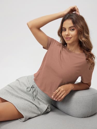 Image of ODODOS Women's Performance Cropped Tee Ultra Soft odSTRATUM Tech Short Sleeve Relaxed Top Crew Neck T-Shirts