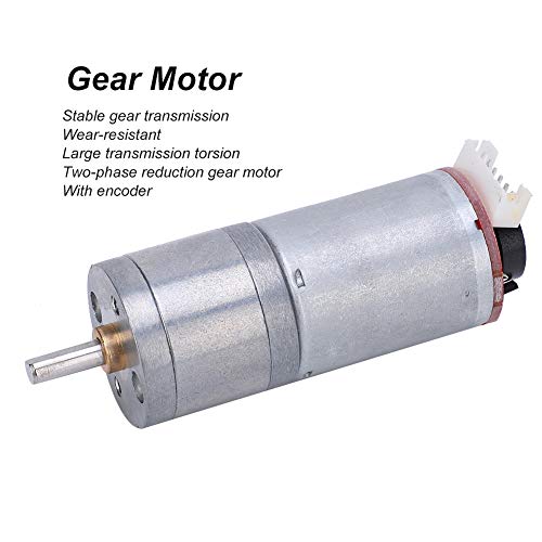 Image of GA25-370 Gear Motor DC with Speed Encoder, Stainless Steel High Torque Electric Micro Speed Reduction Geared Motor Brush DC Motors Reducer Copper (DC12V 300RPM)