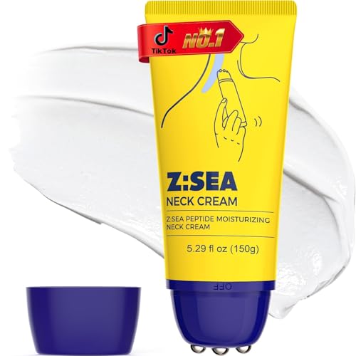 Z:SEA Neck Firming Cream with Roller, Anti-Aging, Smooths Neck Wrinkles, Improves Crepey Skin, Lifts & Firms Neck Skin, Tightening & Hydrating, Collagen, Multi Peptide, Hyaluronic Acid (5.29 FL OZ)
