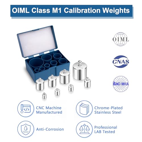 qp calibration weights 1000g 8pcs oiml class m1 high precision scale calibration weight set 10g 20g 50g 100g 200g 500g calibration weight with tweezers for digital scale gram scale lab scale