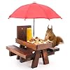 Eekhoorntje, voederhuis, hout, eekhoorntje, picknicktafel, voederdispenser, eekhoorntje, voederstation met paraplu