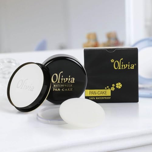 Image of Olivia Pan Cake 100% Waterproof 25g | Full Coverage Makeup Base | Smudge-Proof & Sweat-Resistant | Long-Lasting Velvety Finish | Hides Blemishes | For All Skin Types | White - 20