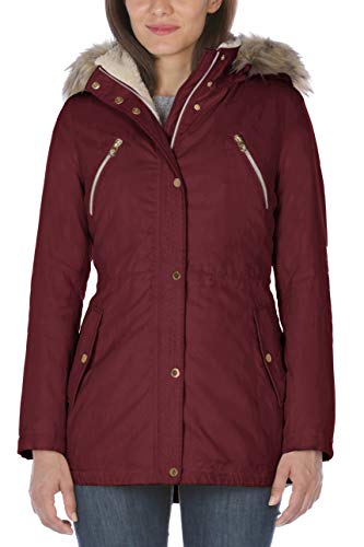Nautica womens Microfiber Heavy Weight Down Coat Puffy Parka, Zinfandel, X-Large US