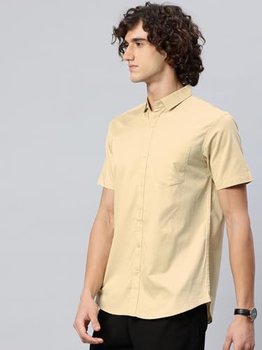 Image of Majestic Man Slim Fit Pure Cotton Half Sleeve Solid Casual Shirt