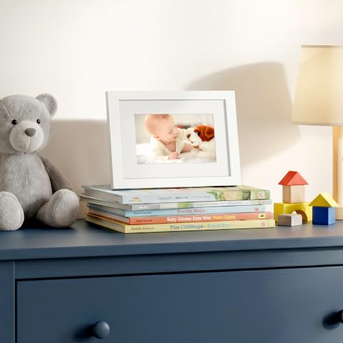 Image of upsimples 6x8 Picture Frame, Display Pictures 3.5x5.5 with Mat or 6x8 Without Mat, Wall Hanging Photo Frame, White, 1 Pack