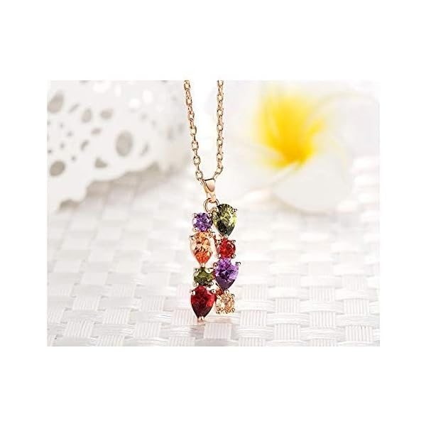 YouBella Jewellery Set Multi-Color AAA Swiss Zircon Rose Gold Crystal Necklace Pendant Ring Bracelet Bangle and earrings Jewellery Combo For Girls and Women (Pendant, Earrings, Ring and Bracelet) - Image 3