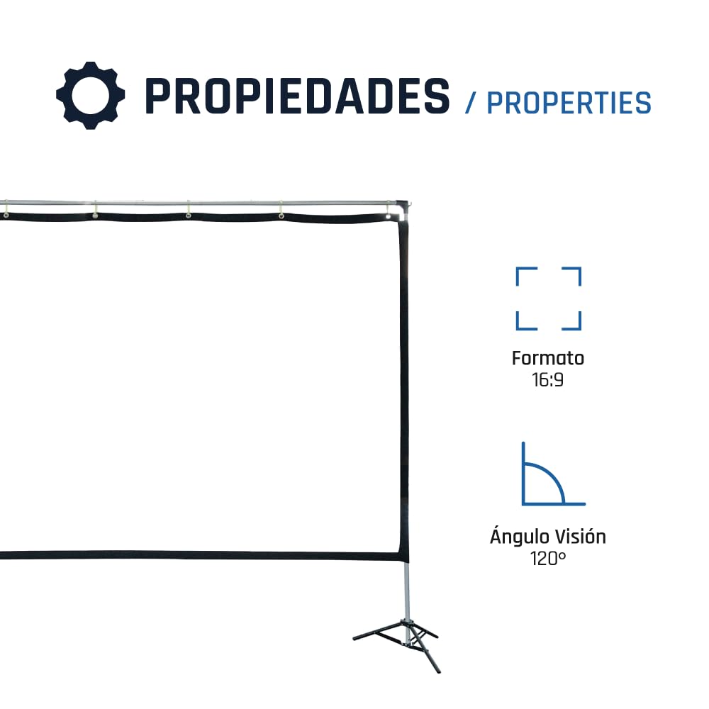 iggual Pantalla Proyección 100" 16:9 Plegable Portátil con Soporte Visión 120º Compatible 4K Interior Exterior Bolsa Transporte