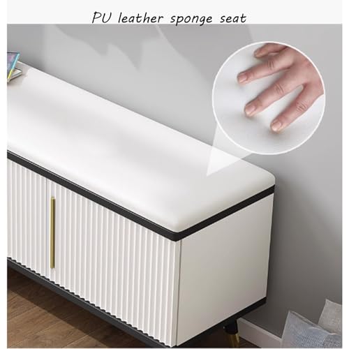 Banc à chaussures rembourré pour optimiser et ranger un petit couloir