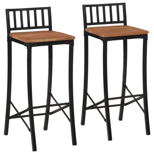 Vetnasa Taburetes Altos 2 uds Madera Maciza de Acacia Mobiliario, Sillas, Taburetes de Cocina Marrón 15,95 KG
