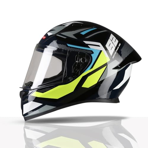 TVS Racing Titan Series Full Face Helmet for Men | Premium Bike Helmets with ABS Shell, UV Paint | Quick Release System | Aerodynamic Design | DOT & I