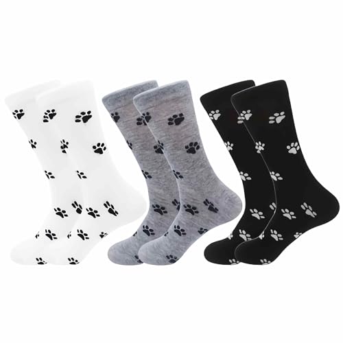 cute dog paw print socks for women, women's Cartoon dog animal paws print crew socks, fun dog fashion graphic knit socks, dog lovers gifts