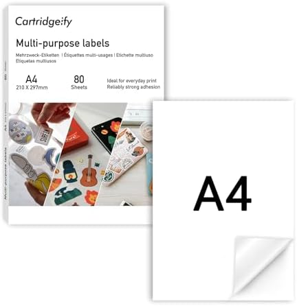 Produktbild von A4 Adressetiketten – 4 Pro Blatt, Selbstklebend, Weiß, Für Tintenstrahldrucker, UK-Ware