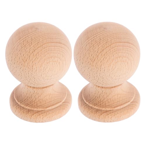 Vaguelly 2個 木製 フィニアル ダボ キャップ エンド 木製 家具 装飾 階段 手すり子 未仕上げ フィニアル ベッド用 手すり子 ポスト