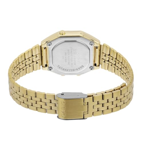 Image of Casio Vintage LA680WGA-1DF Digital Black Dial Women Watch Gold Stainless Steel Strap (D344)