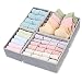 Felibeaco Foldable Bras and Underwear Drawer Organizers Dividers,Fabric Closet Dresser Organizers Divider, Clothes Storage Organizers Box for Panties, Briefs, Socks, Ties, Scarves, Belts, 4 Sets,Gray