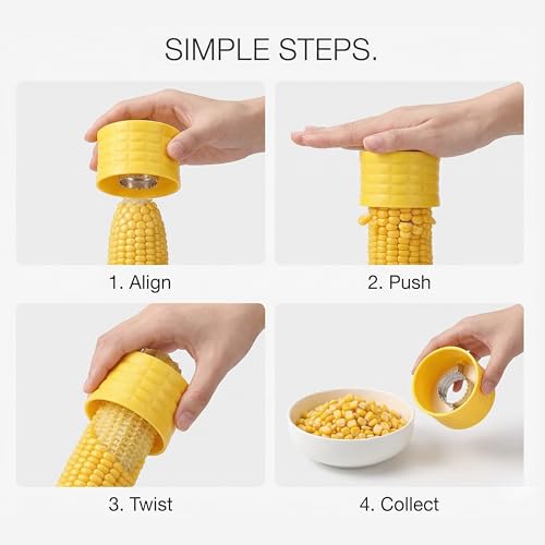 Image of Sweet Corn Stripper Tool Stainless Steel Corn Kernel Remover with Plastic Body | Corn Peeler Cutter for Kitchen | Easy Corn Cob Kernel Remover for Cooking (Multicolor, 1 Pc)