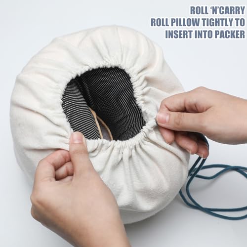 1 Pcs Travel Cotton Case Bag Sleeve Drawstring Pouch for Travel Pillow, Travel Neck Pillow Bag with Drawstring Travel Pillow Case Cover for Airplanes Trips Camping Storage3