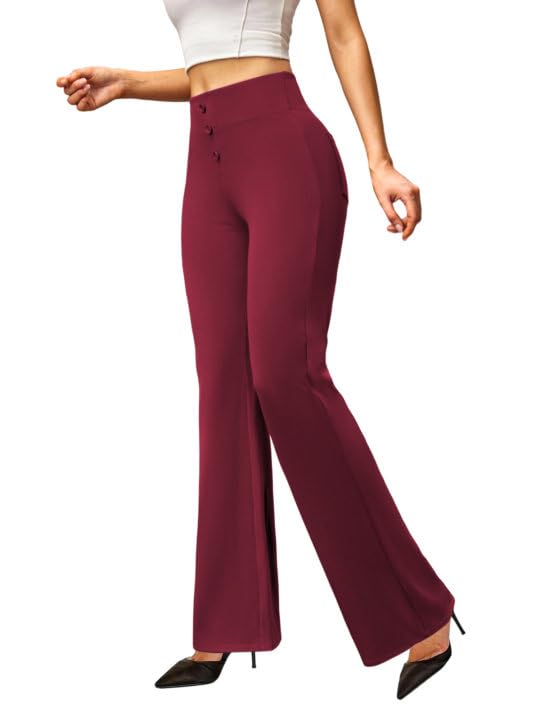 keriffe Womens Bootcut Dress Pants High Waist Stretchy Business Work Casual Trousers with Back Pockets Office Slacks