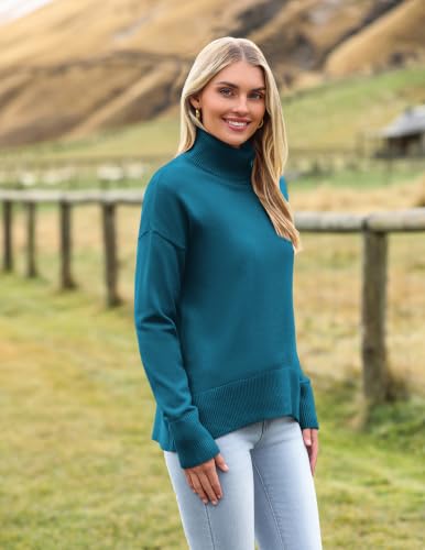 Image of Zeagoo Women's Turtleneck Sweater 2026 Fall Winter Chunky Knitted Pullover | High Low Hem Trendy Basic Jumper Top, Long Sleeve Casual Knit Pullover 2026, Fall Fashion Outfits, Winter Clothing for Women