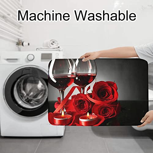3-teiliges Badezimmerteppich-Set, rote Rose und Wein, romantischer Liebhaber, Druck, 3-teiliges Badezimmerteppich-Set, Badematte, Kontur, WC-Deckelbezug, Badezimmer-Anti-Rutsch-Pad – Bild 8