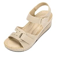 HOOUDO Sandalias Ortopedicas Mujer,Sandalias Cuña,Zapatos Ancho Especial,Zapatos Deportivos,Zapatillas Casual Con Punta Abierta Cuña Lavable De Verano Para Caminar