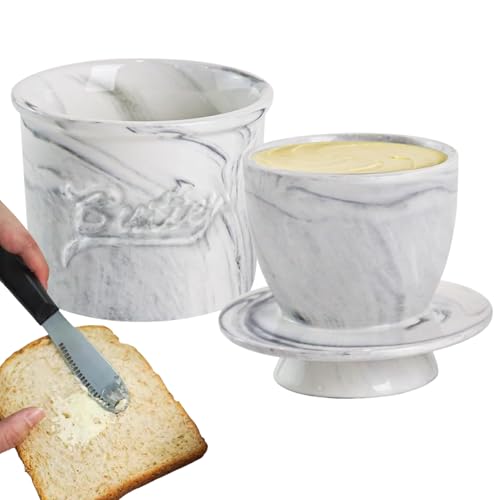Mantequilla francesa – Tarro de almacenamiento de cerámica con tapa,Caja de almacenamiento para cocina, comida familiar, pícnic, Brunch, fiesta y reunión