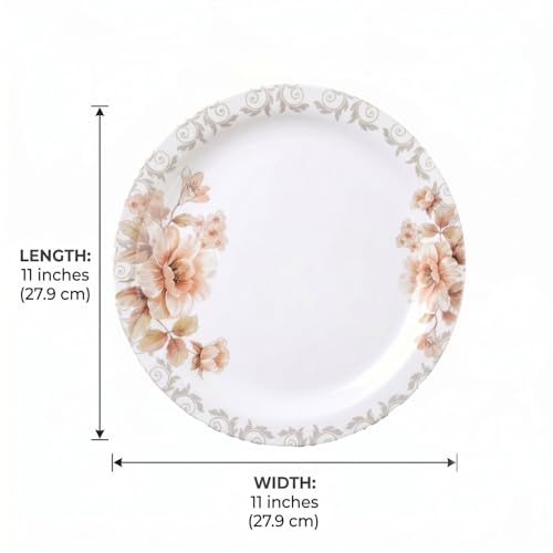 Image of Melamine Dinner Plates | Round Full Plate | Microwave Safe | Break Resistant | Plates for Breakfast, Lunch, Dinner | Plates for home, Office, Restaurant | Set of 6 | 11 Inch's (LILY SHINE)