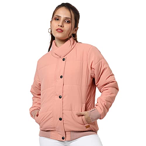 Image of PINACOLADA Women's Puffer Regular Fit Bomber Jacket For Winter Wear | Standing Collar | Full Sleeve | Zipper | Casual Jacket For Woman & Girl | Western Stylish Jacket For Women