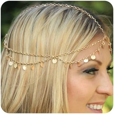 fxmimior FXmimor - Cadena de cabeza bohemia para mujer, diseño de cristal para Halloween, boda, joyería para el cabello