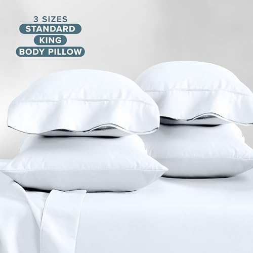 Image of Bare Home Microfiber Bulk Pillow Cases - King Set of 4 - Cooling Pillowcases - Double Brushed - White Pillowcases 4 Pack - Easy Care (King - 4 Pack, White)